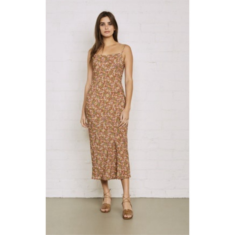 Rachel Pally Floral Midi Dress - Brown and Pink XS